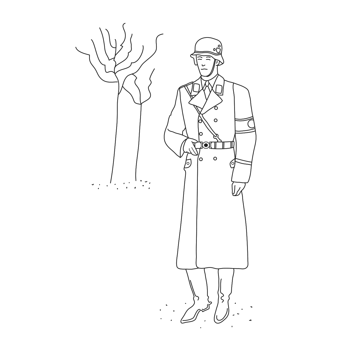 German SS Soldier and tree